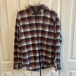 Hollister Red and White Plaid Casual Shirt